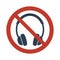 No headphones signs on white background.