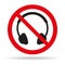 No headphones signs on white background.