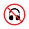 No headphones signs on white background. Vector illustration.