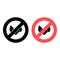 No heart, fire, wings icon. Simple glyph, flat vector of valentines day, love ban, prohibition, embargo, interdict, forbiddance