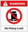 No heavy load, do not place heavy objects on surface, prohibition sign, illustration.