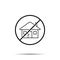 No home, building icon. Simple thin line, outline vector of buildings ban, prohibition, forbiddance icons for ui and ux, website