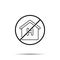 No home, hotel icon. Simple thin line, outline vector of hotel service ban, prohibition, forbiddance icons for ui and ux, website