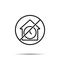 No home, wall, clock icon. Simple thin line, outline vector of time ban, prohibition, embargo, interdict, forbiddance icons for ui