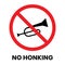 No Honking Sign Sticker with text inscription on isolated background