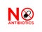 No hormones, No antibiotics` food label stamp on white background