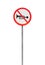No horn. Round traffic sign on a metal pole