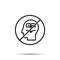 No human, brain, education, idea, learning icon. Simple thin line, outline vector of mind process ban, prohibition, forbiddance