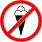 No ice cream, food, eat prohibited symbol. Vector