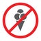 No ice cream glyph icon, prohibited and ban, no food sign, vector graphics, a solid pattern on a white background.