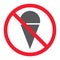 No ice cream glyph icon, prohibition and forbidden