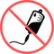 No infusion sign or no blood bag flat vector icon isolated in white background for apps mobile, print and websites. Warning label.