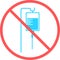 No infusion sign or no blood bag flat vector icon isolated in white background for apps mobile, print and websites. Warning label.