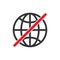 No internet connection sign. No Globe vector icon