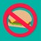 No junk food warning symbol for dieting food concept isolated vector illustration