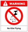 No kite flying sign. Vector illustration. Warning prohibition banner with red circle isolated on white