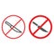 No knife line and glyph icon, prohibited and forbidden, no sharp sign, vector graphics, a linear pattern on a white