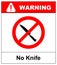 No knife no weapon prohibition sign sign on white background.vector illustration