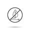 No leaf with electric plug icon. Simple thin line, outline vector of sustainable energy ban, prohibition, embargo, interdict,
