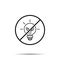 No light bulb with a plant inside icon. Simple thin line, outline vector of sustainable energy ban, prohibition, embargo,