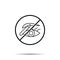 No liner, eye icon. Simple thin line, outline vector of beauty ban, prohibition, forbiddance icons for ui and ux, website or