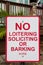 No Loitering Soliciting or Barking