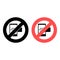 No love message on the phone icon. Simple glyph, flat vector of valentines day, love ban, prohibition, embargo, interdict,