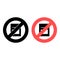 No magazine, text icon. Simple glyph, flat  of text editor ban, prohibition, embargo, interdict, forbiddance icons for ui
