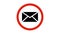 no mail spam icon road sign animation. simple red circle prohibition Not Allowed Sign road motion design 4k with alpha