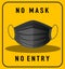 No mask no entry warning sign with mask object