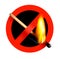 No matchstick fire sign. Vector