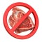 No Meat. Forbidden sign with meat, 3D rendering