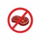 No meat sign symbol icon, vegetarian, beef fresh meat information campaign flat illustration in white background vector