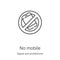 no mobile icon vector from signal and prohibitions collection. Thin line no mobile outline icon vector illustration. Linear symbol