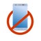 No modern smartphone icon. Forbidden cell phone. Bad quality. Danger device