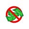 No money color icon. Free of charge sign. Cash money are prohibited symbol. No bribes allowed. Dollar bills rejection.