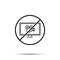 No monitor movie, camera icon. Simple thin line, outline vector of cinema ban, prohibition, embargo, interdict, forbiddance icons