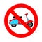 No moped or scooter forbidden sign, red prohibition symbol