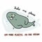 No more plastic in the ocean, Seal crying because struck in plastic bag and asking for help cartoon illustration doodle sty