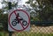 No motor cycle sign on green gate in Australia