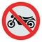 No motorcycle sign, isolated no bikes allowed prohibition zone warning signage