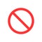 No, no entry, no sign, sign icon. Flat vector illustration. Red circle.