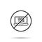 No notebook movie icon. Simple thin line, outline vector of cinema ban, prohibition, embargo, interdict, forbiddance icons for ui