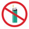 No open fire sign. Forbidden sign with flip lighter glyph icon.
