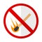 No open flame prohibition sign flat icon