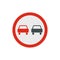 No overtaking road traffic sign icon, flat style
