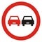 No overtaking, road traffic sign, vector icon.