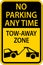 No Parking Any Time Tow Away Zone Sign On White Background