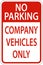 No Parking Company Vehicles Only Sign On White Background