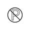 No parking line icon, prohibition sign